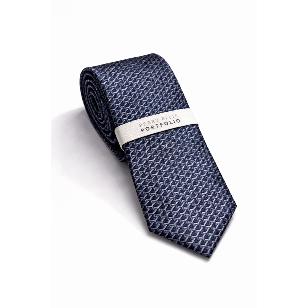 PERRY ELLIS Portfolio Men's Elegant   Neck‎ Tie Navy  color  Micro Texture new